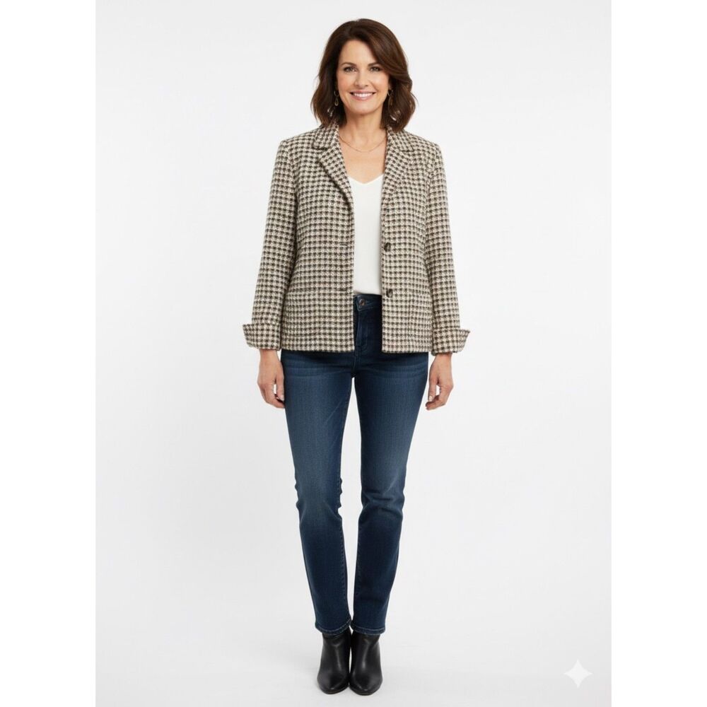 JONES NEW YORK WOOL BLEND TWEED CASUAL WORKWEAR EVERYDAY SMART CASUAL BLAZER